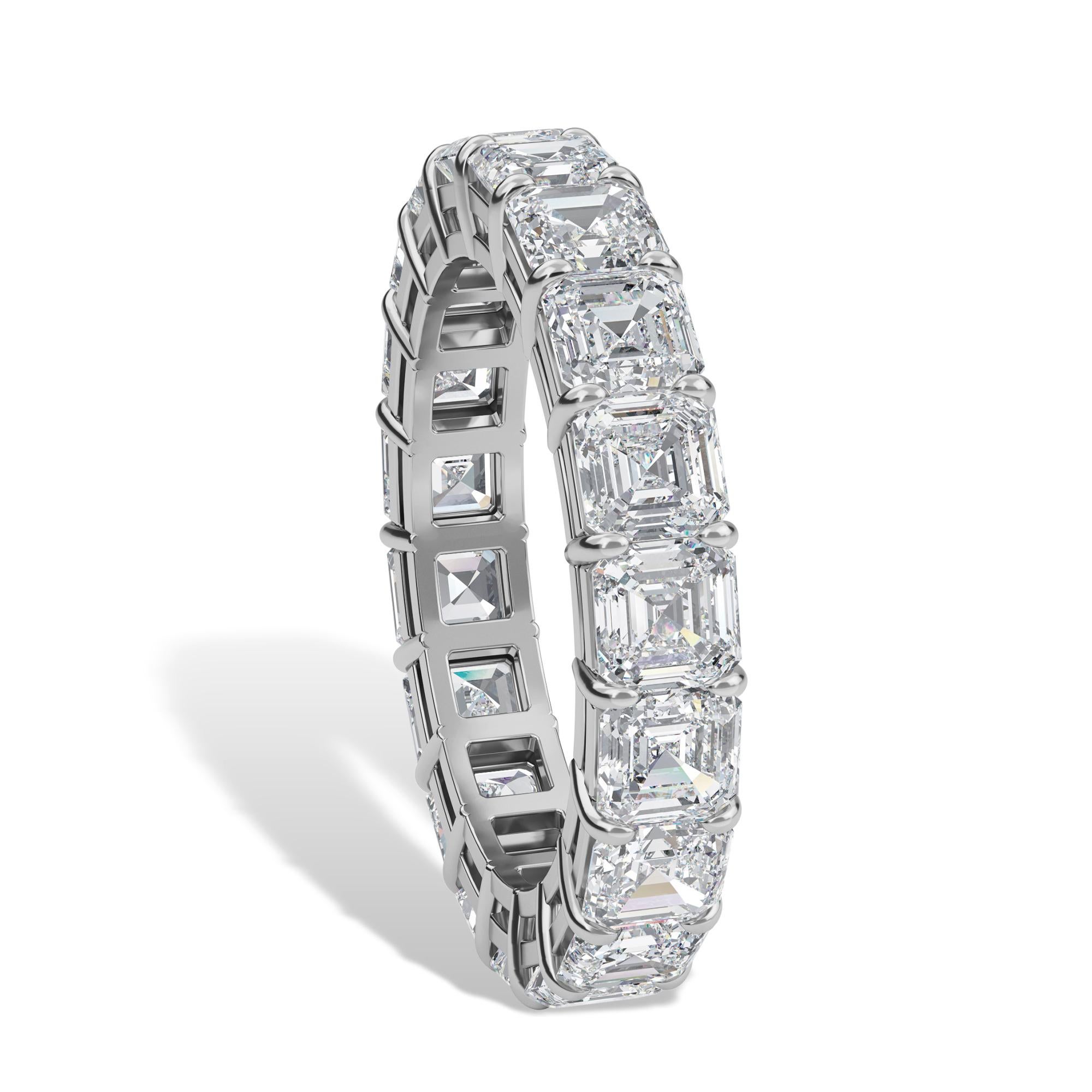 Asscher Diamond Eternity Band, Set in Platinum In New Condition For Sale In Cedarhurst, NY