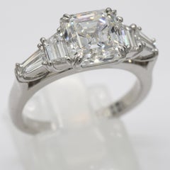 Asscher Diamond Ring 4.26 Carat Total Weight in Platinum