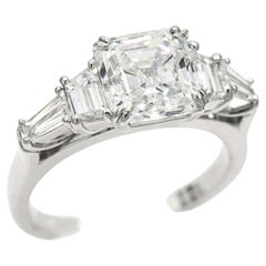 Asscher Diamond Ring 4.26 Carat Total Weight in Platinum