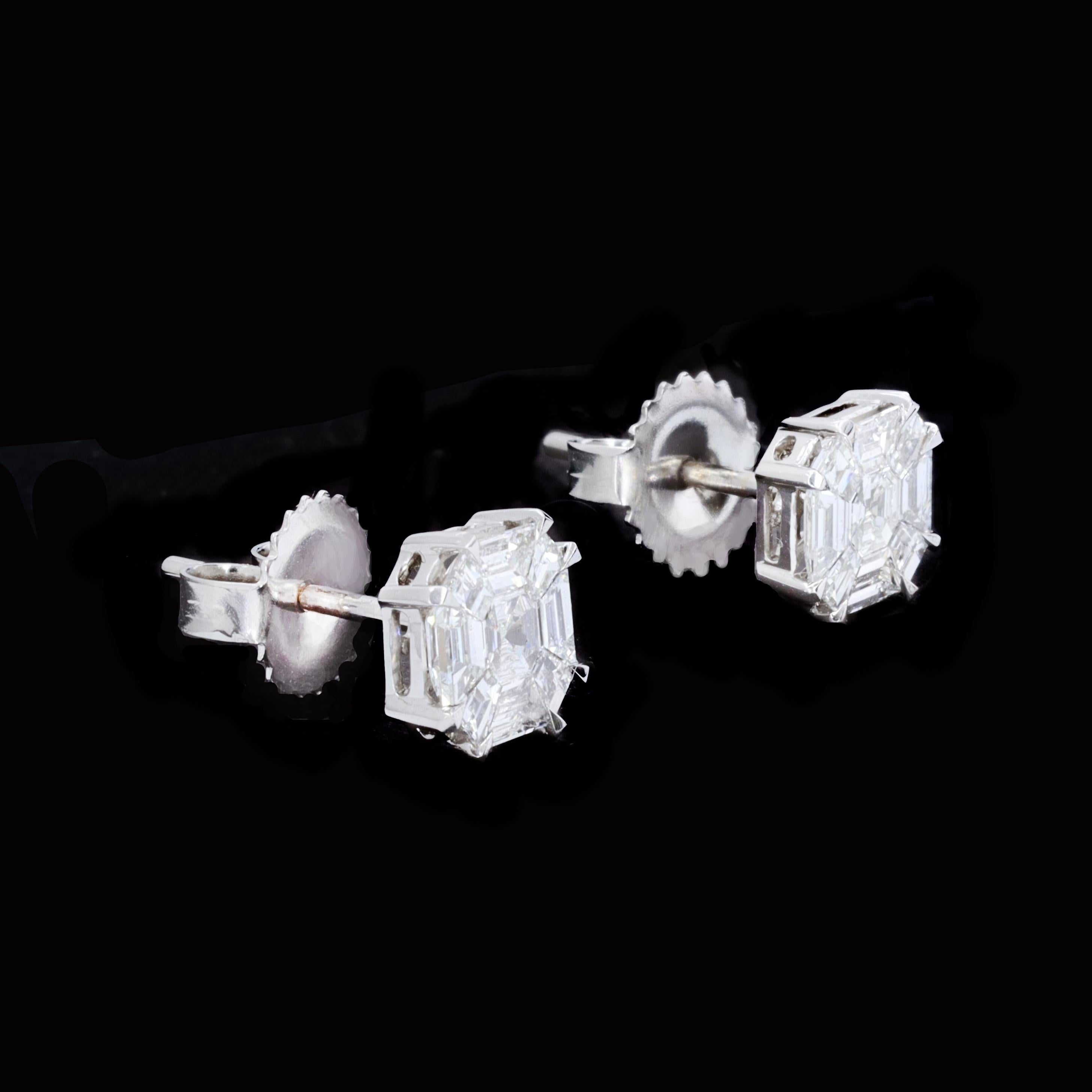 Diamant-Ohrstecker im Asscher-, Trapez- und Baguetteschliff (Art déco)