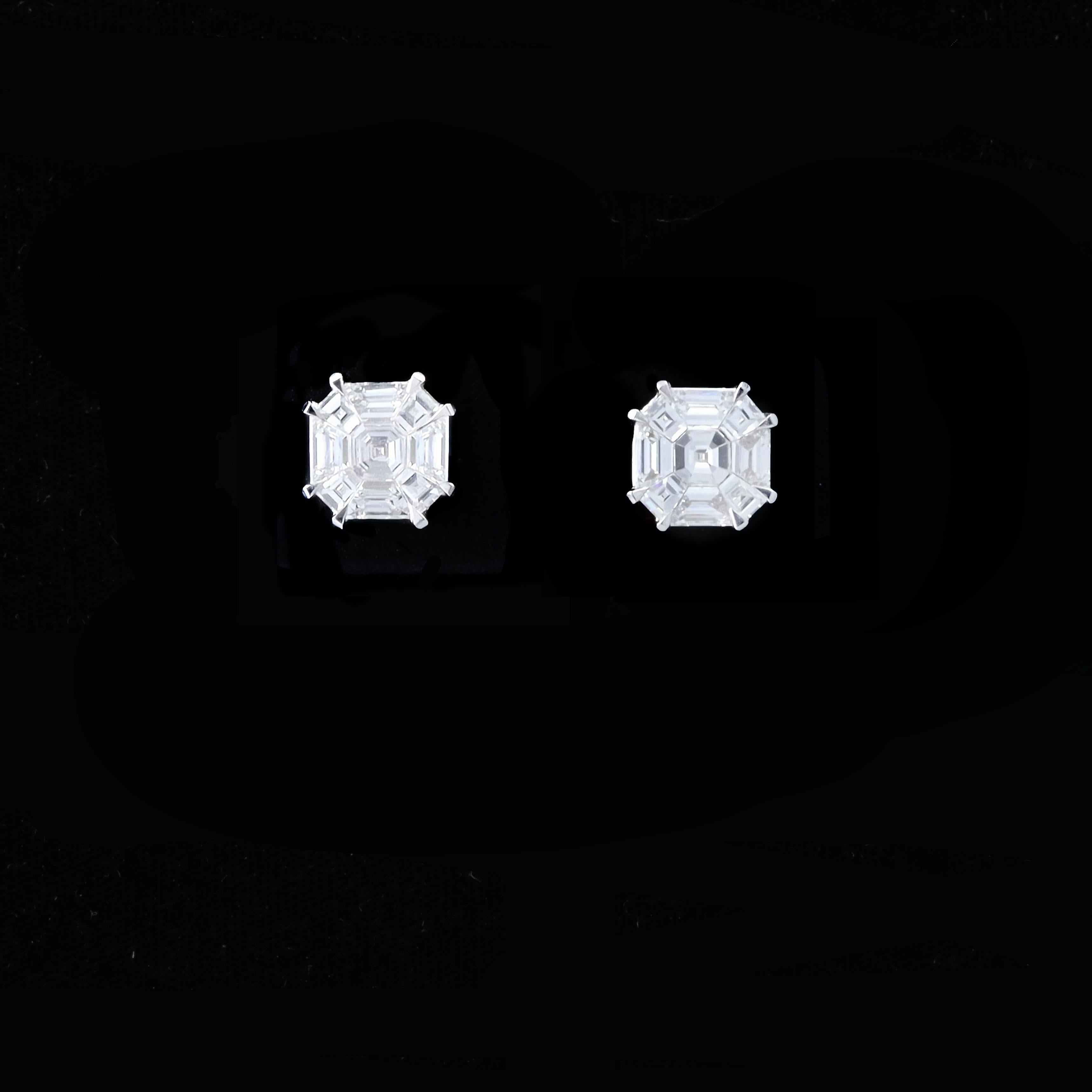Diamant-Ohrstecker im Asscher-, Trapez- und Baguetteschliff (Asscher-Schliff)
