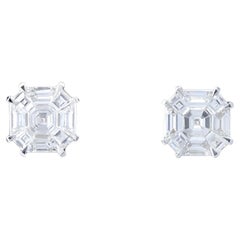 Asscher, Trapezoid, and Baguette Cut Diamond Stud Earrings