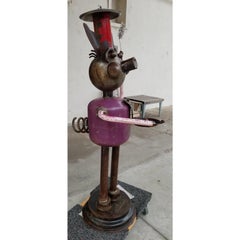 Assemblage Art Metal Sculpture Pig Caricature