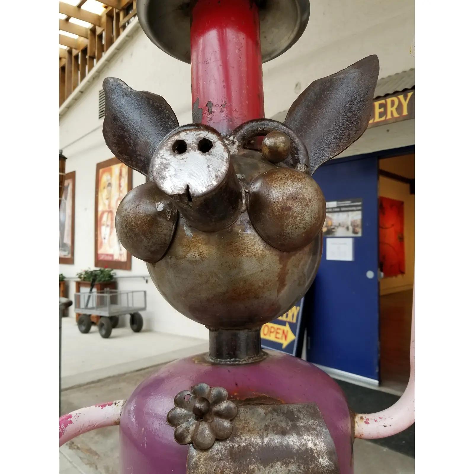 American Assemblage Art Metal Sculpture Pig Caricature