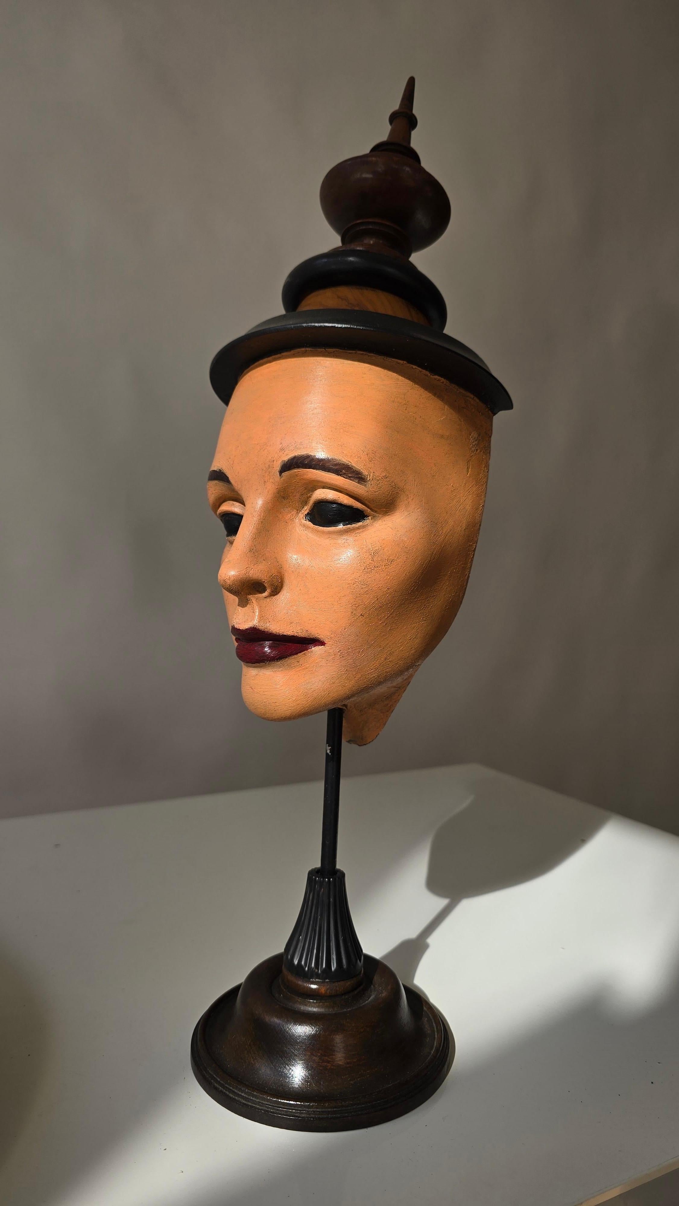 Assemblage Masque Sculpture en bois et métal, Contemporain en vente 4