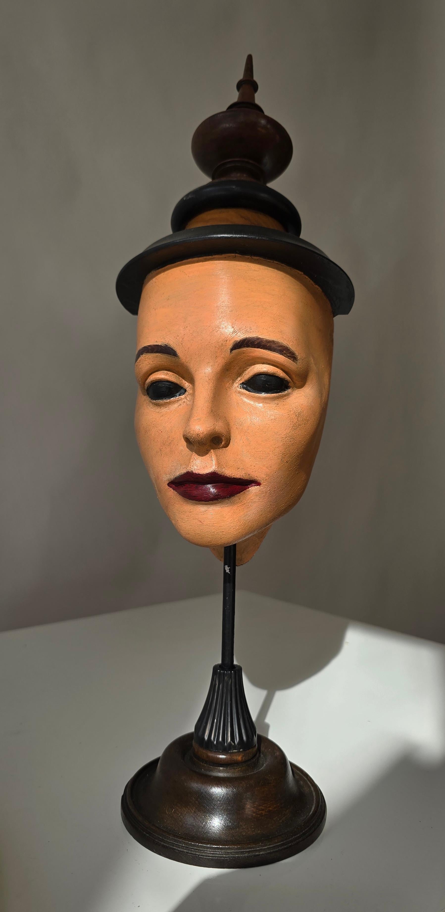 Assemblage Masque Sculpture en bois et métal, Contemporain en vente 6
