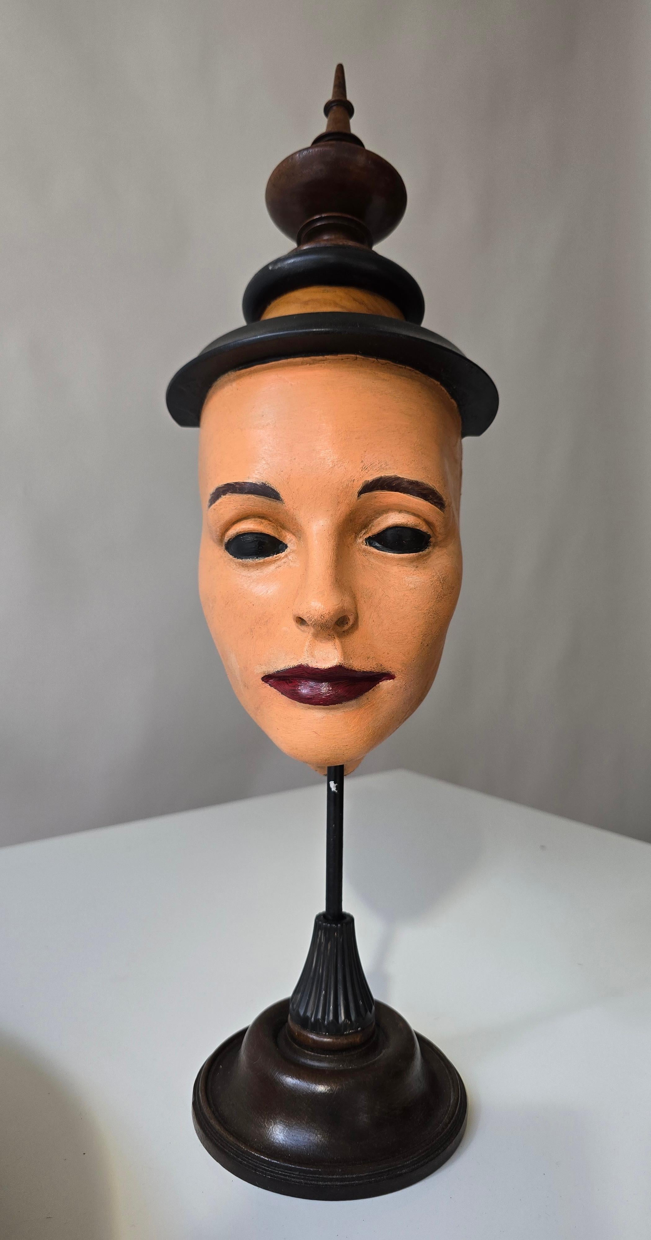Assemblage Masque Sculpture en bois et métal, Contemporain en vente 7