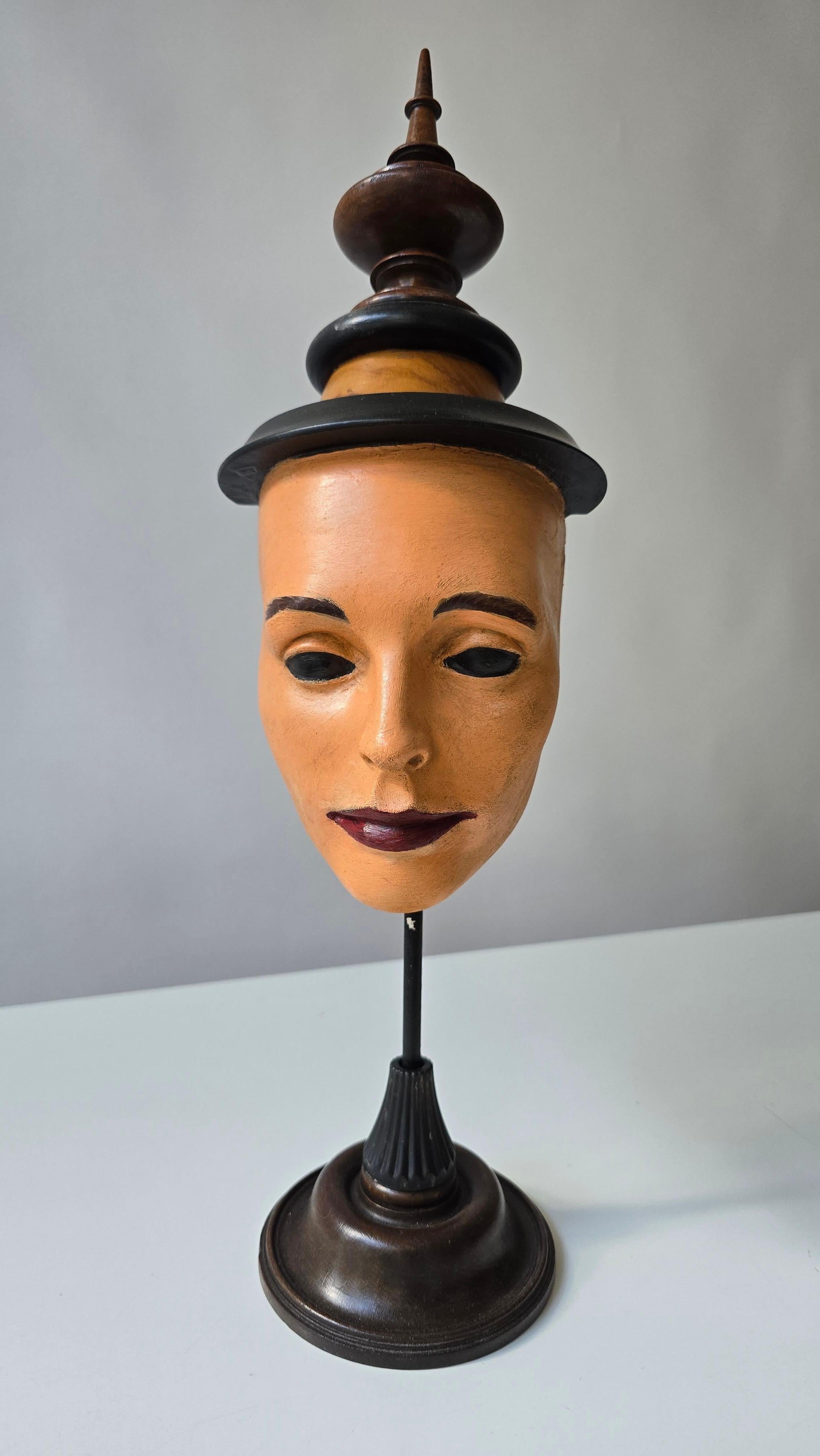 Métal Assemblage Masque Sculpture en bois et métal, Contemporain en vente