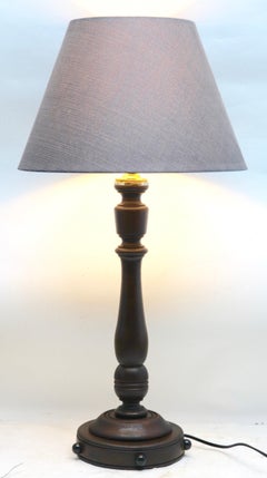 Assembled 20th Century Turned Wooden Lamp Unique Item