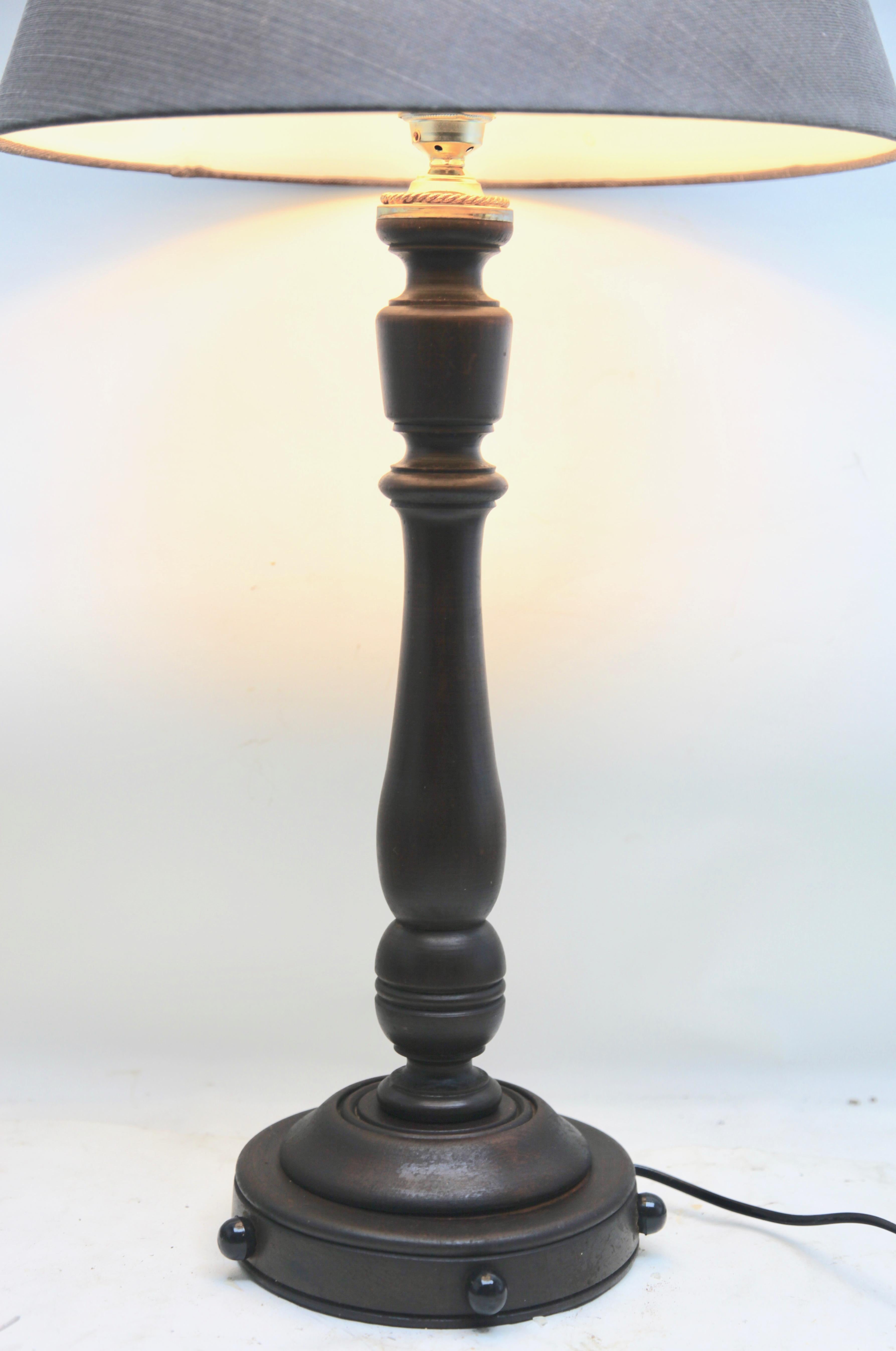 French Assembled 20th Century Turned Wooden Lamp Unique Item For Sale