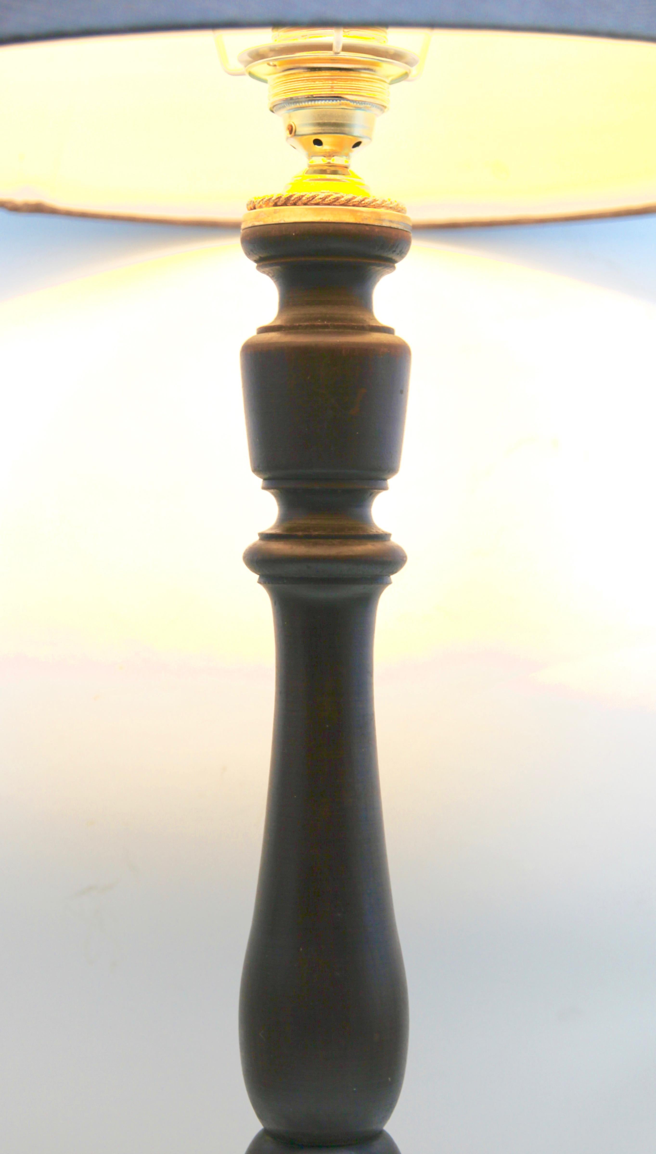 Hand-Carved Assembled 20th Century Turned Wooden Lamp Unique Item For Sale