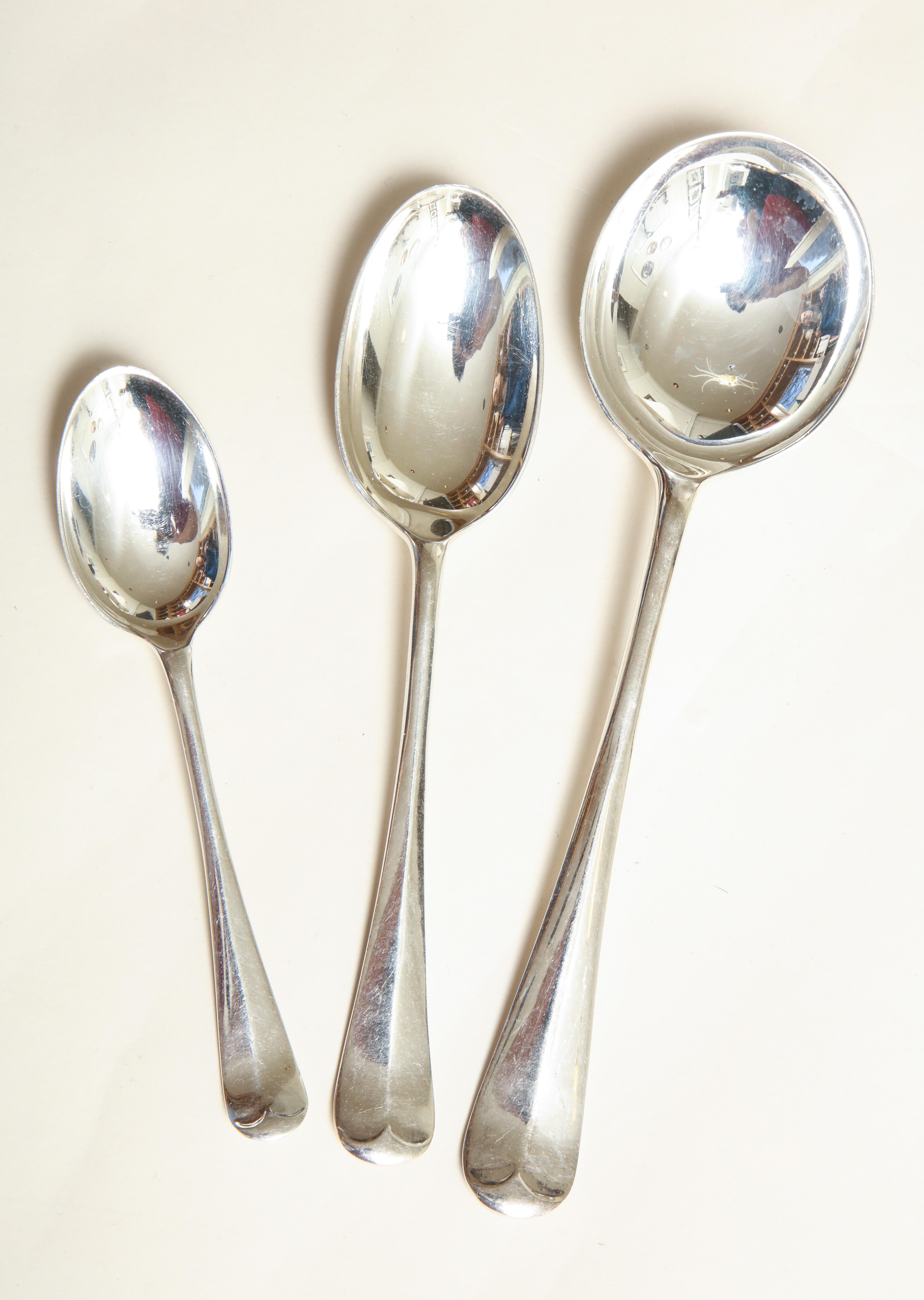 Assembled Art Deco Period Bone and Sterling Silver Flatware by Fletcher & Viner For Sale 5