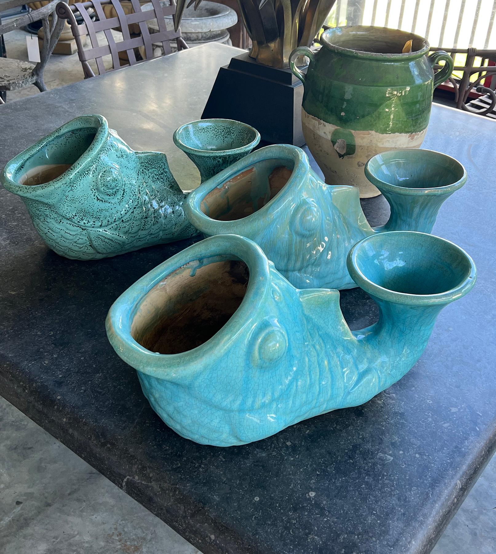 Grupo ensamblado de tres recipientes/recipientes para peces koi estilo Gladding McBean en venta 5