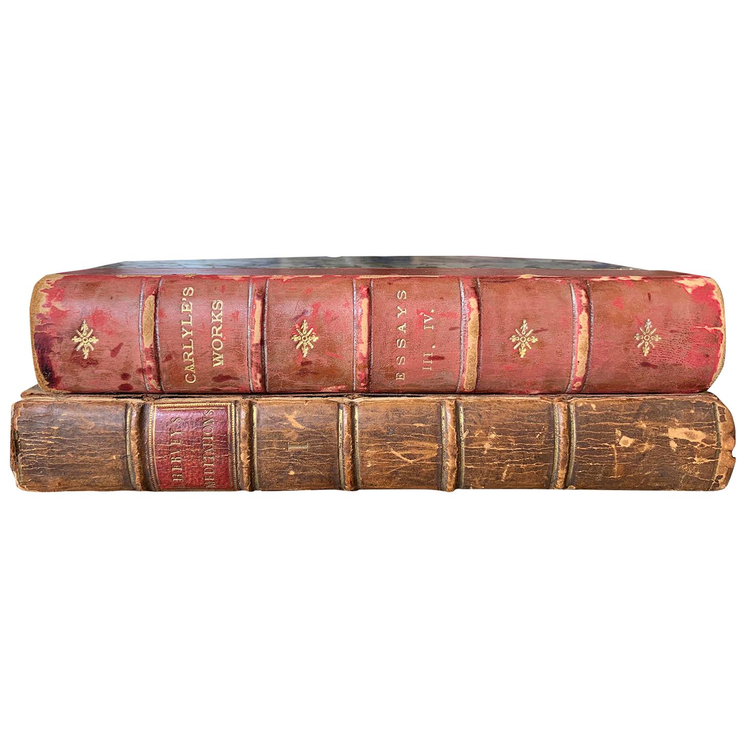 Assembled Pair of 18th-19th Century English Leather Bound Books For Sale