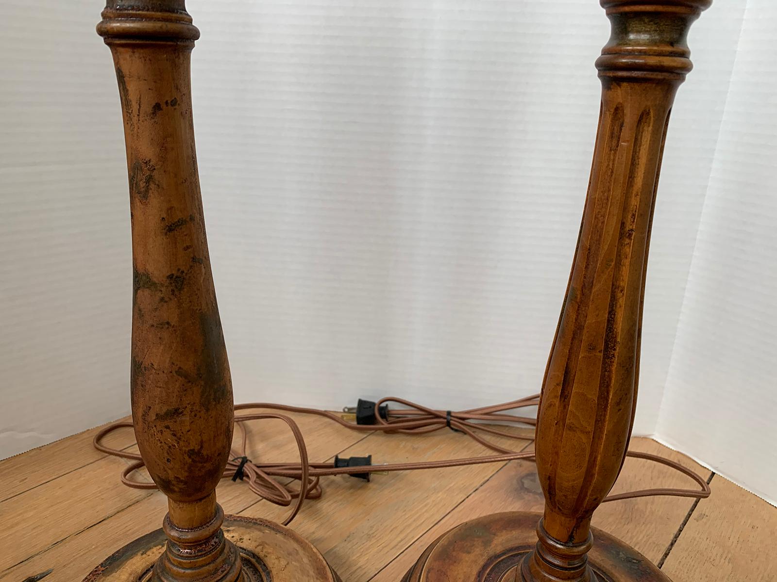Assembled Pair of 19th-20th Century Turned Wooden Lamps For Sale 10
