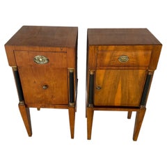 Assembled Pair Of 19th Century Italian Neoclassical Walnut Bedside Cabinets