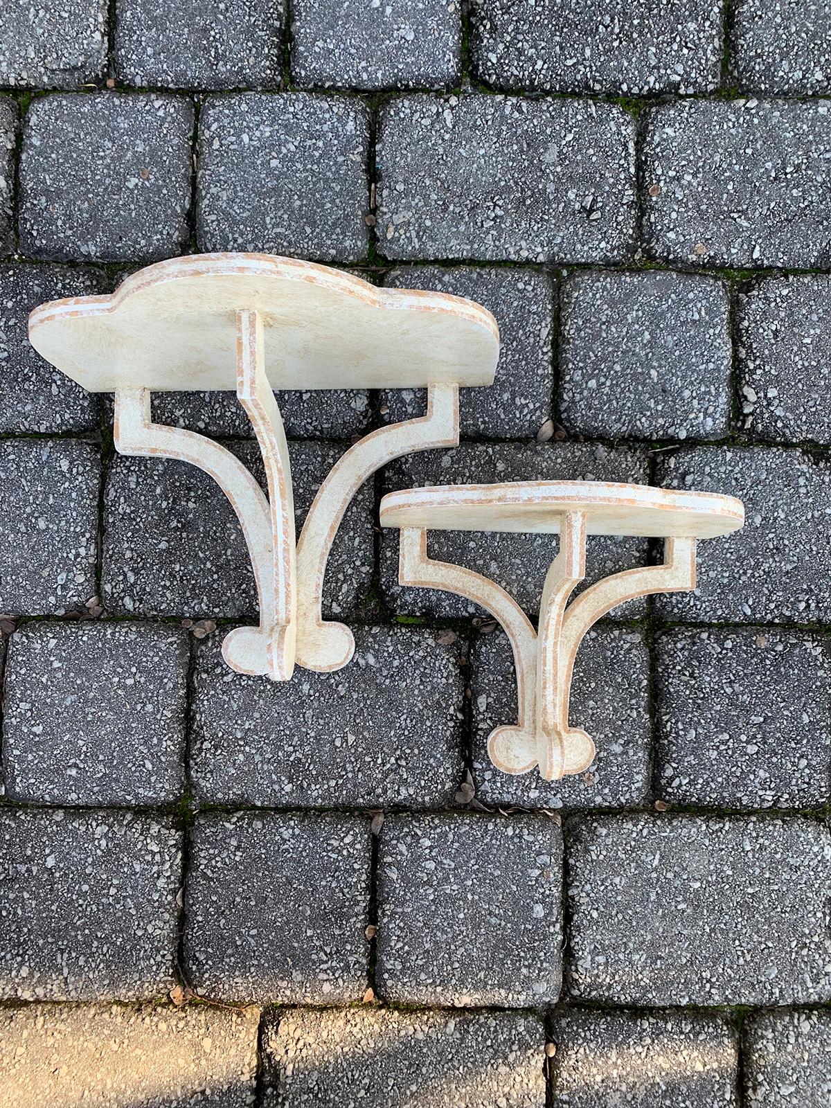 Hand-Painted Assembled Pair of 20th Century Custom Made Brackets in Style of Colefax & Fowler