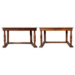 Assembled Pair of 20th Century English Marble Top Consoles with Old Elements