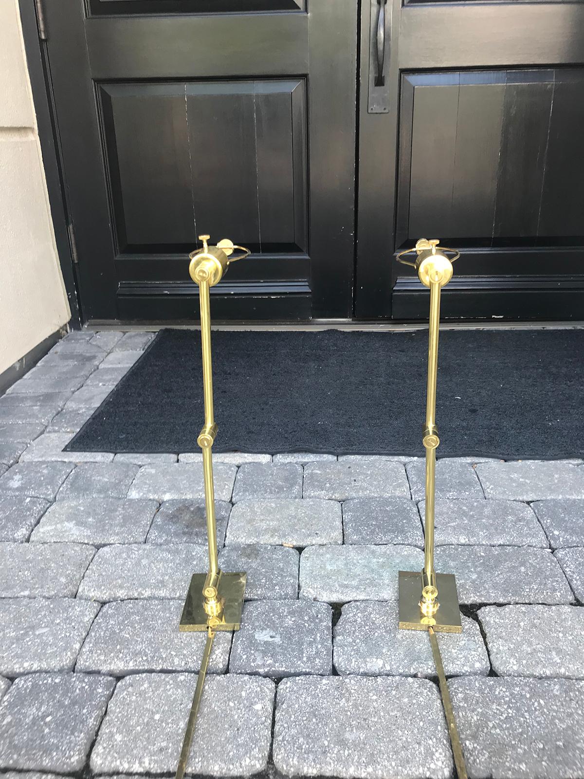 Assembled Pair of Brass Swing Arm Sconces, One Marked Hinson, Other Hansen For Sale 14