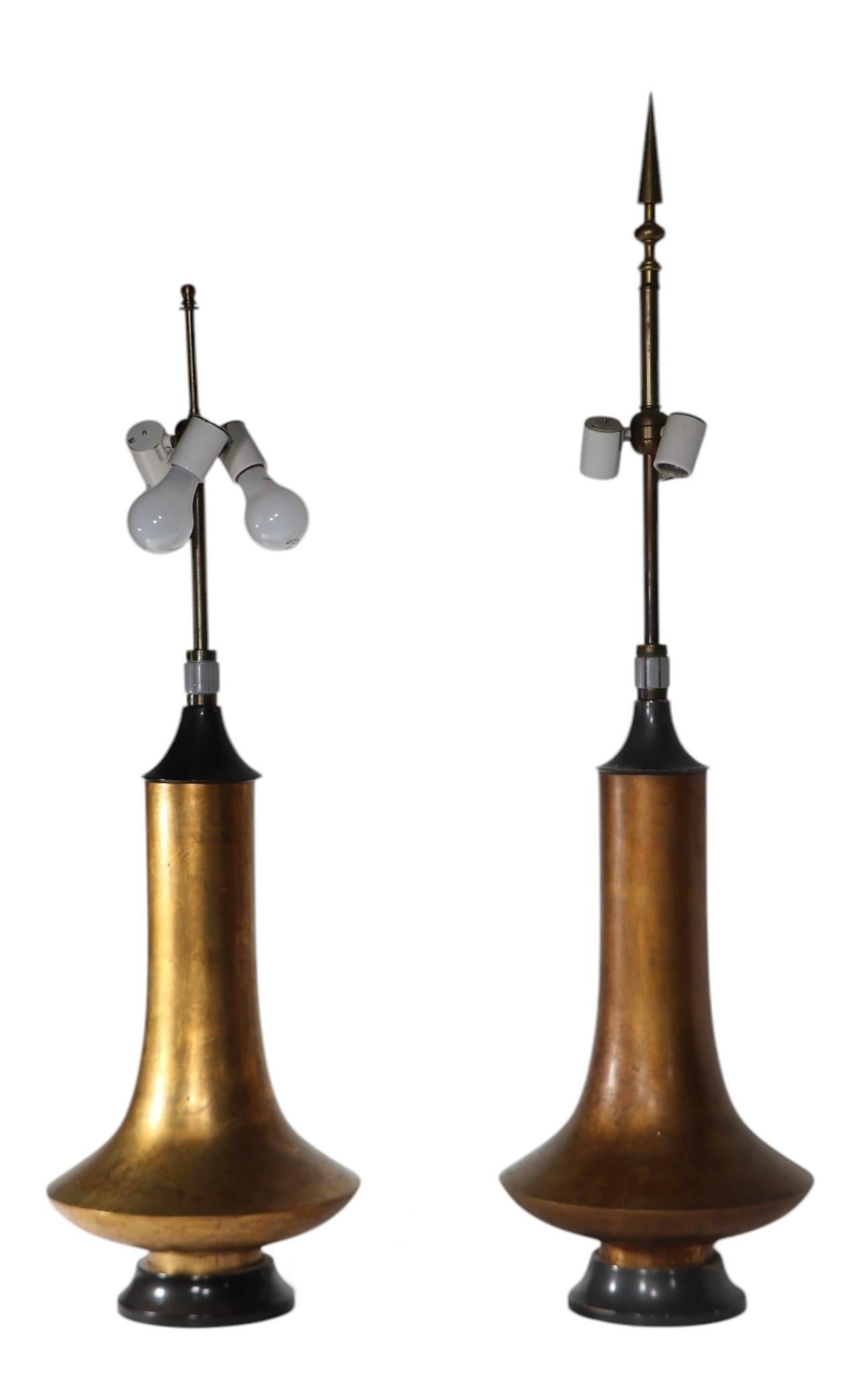 20th Century Assembled Pair of Brutalist Table Lamp by Damon Giffard for Hansen Lighting Co. For Sale