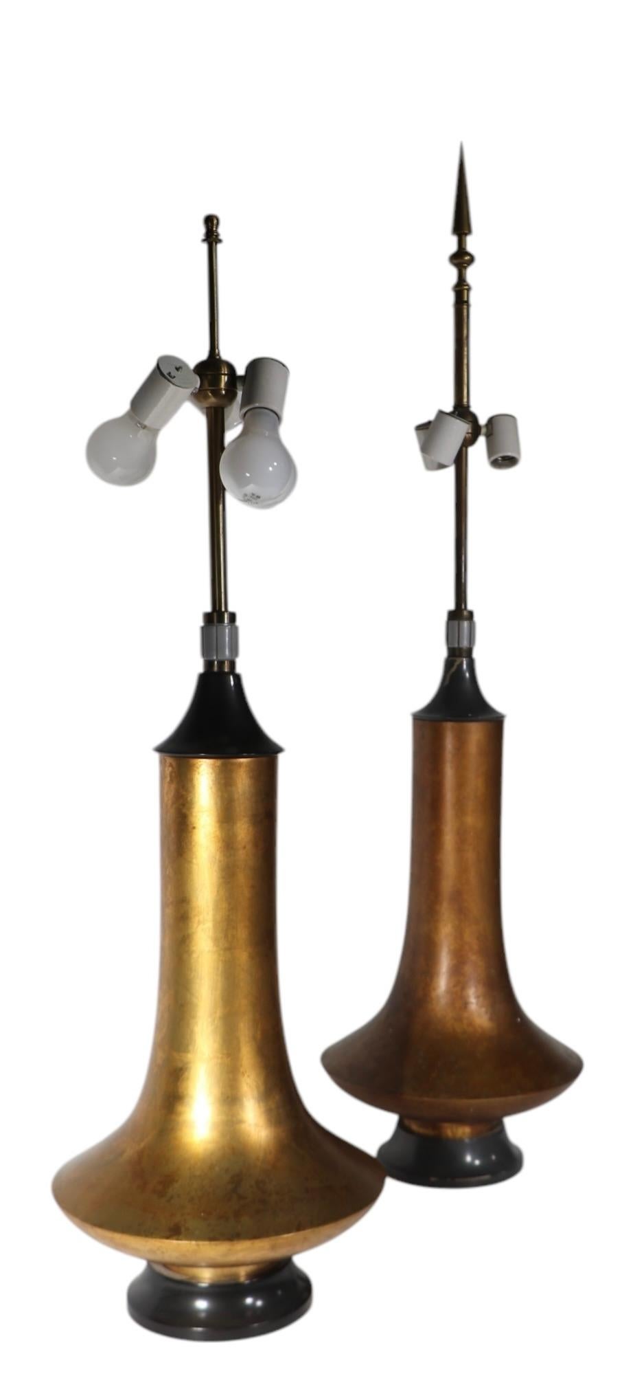 Brass Assembled Pair of Brutalist Table Lamp by Damon Giffard for Hansen Lighting Co. For Sale