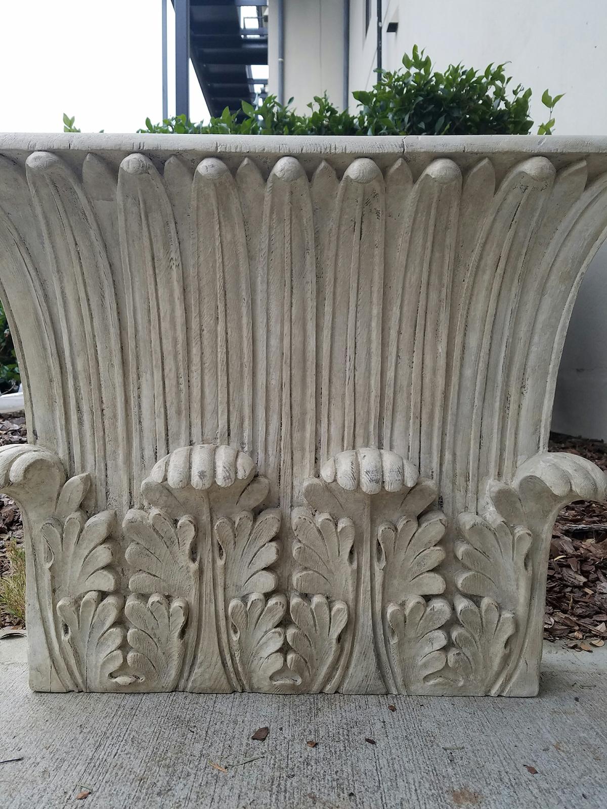 Assembled Pair of Corinthian Carved Wooden Column Tops, circa 1930s 3