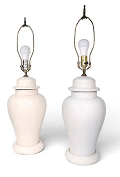 Assembled Pair of Decorative Ceramic Ginger Jar Form Table Lamps c 1970's