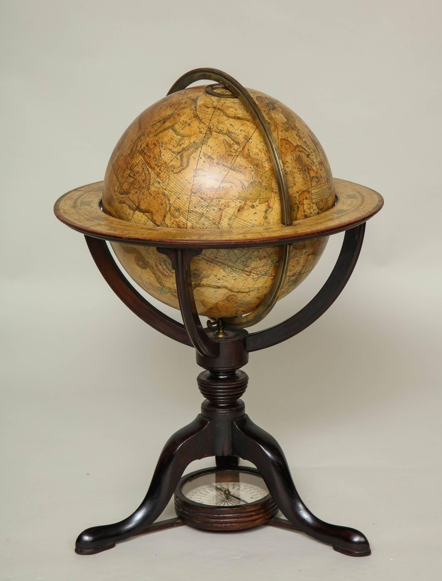 English Assembled Pair of Georgian Celestial and Terrestrial Globes
