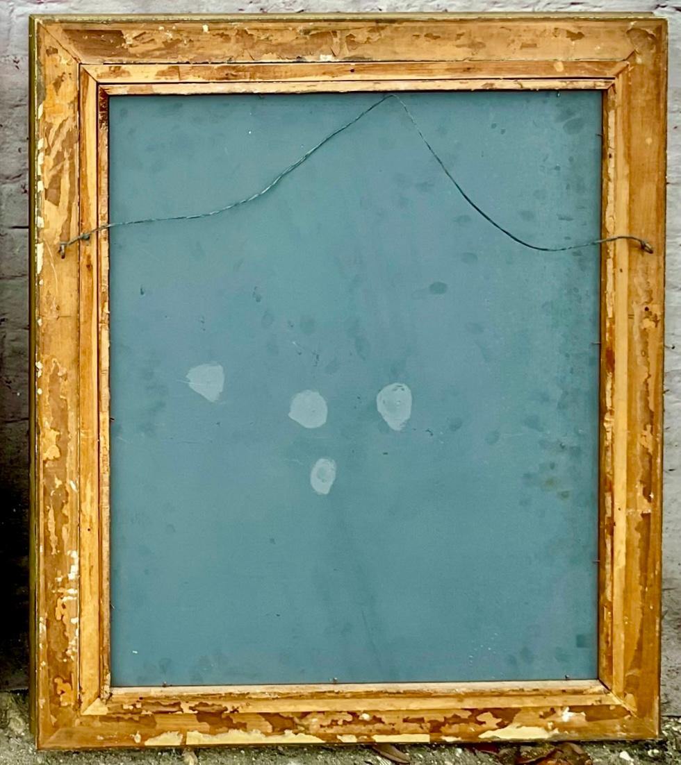 Coppia di specchi da parete con cornice dorata, rifiniture in terra di Siena e bordo floreale in vendita 2