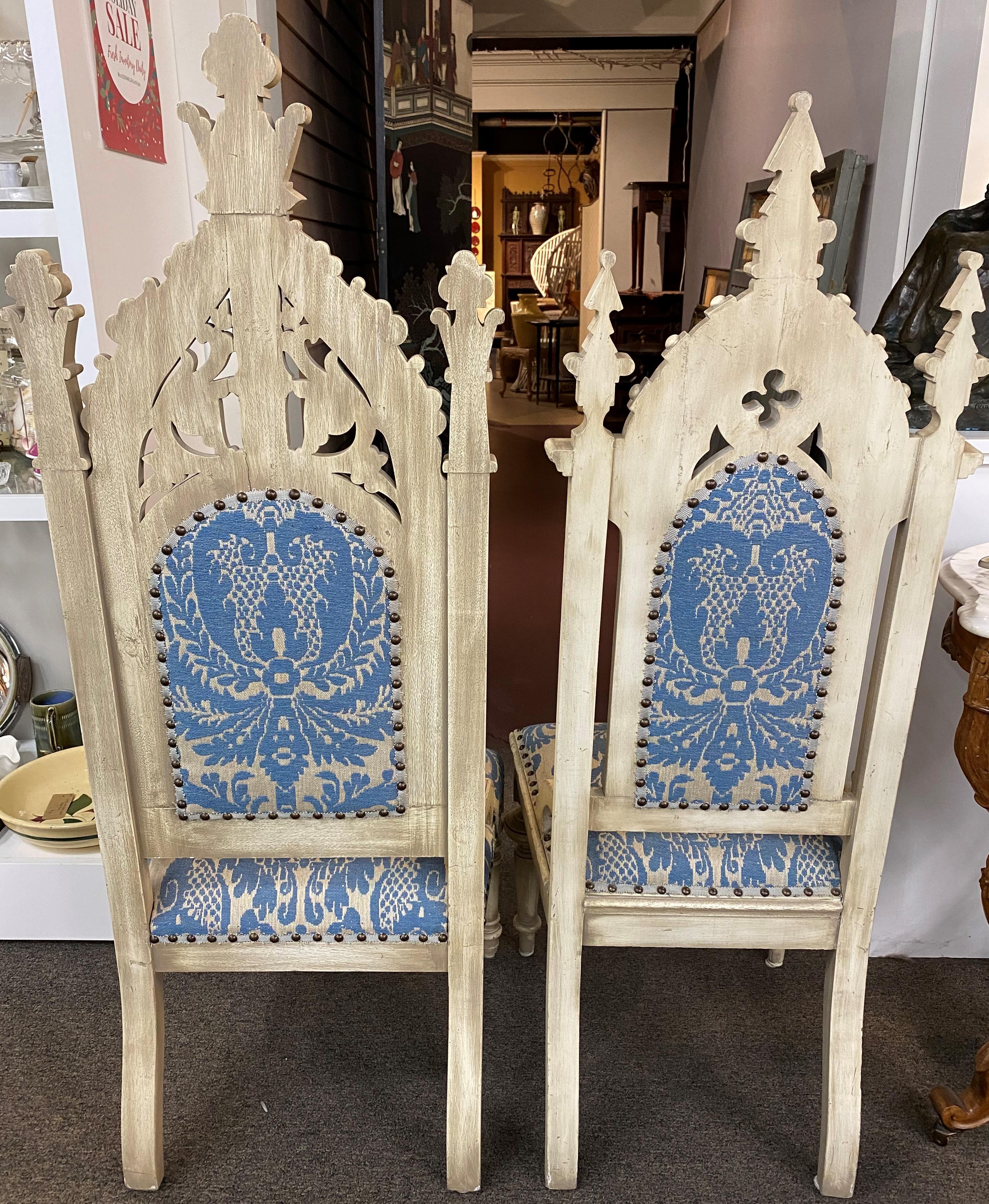 Upholstery Assembled Pair of Gothic Revival Chairs
