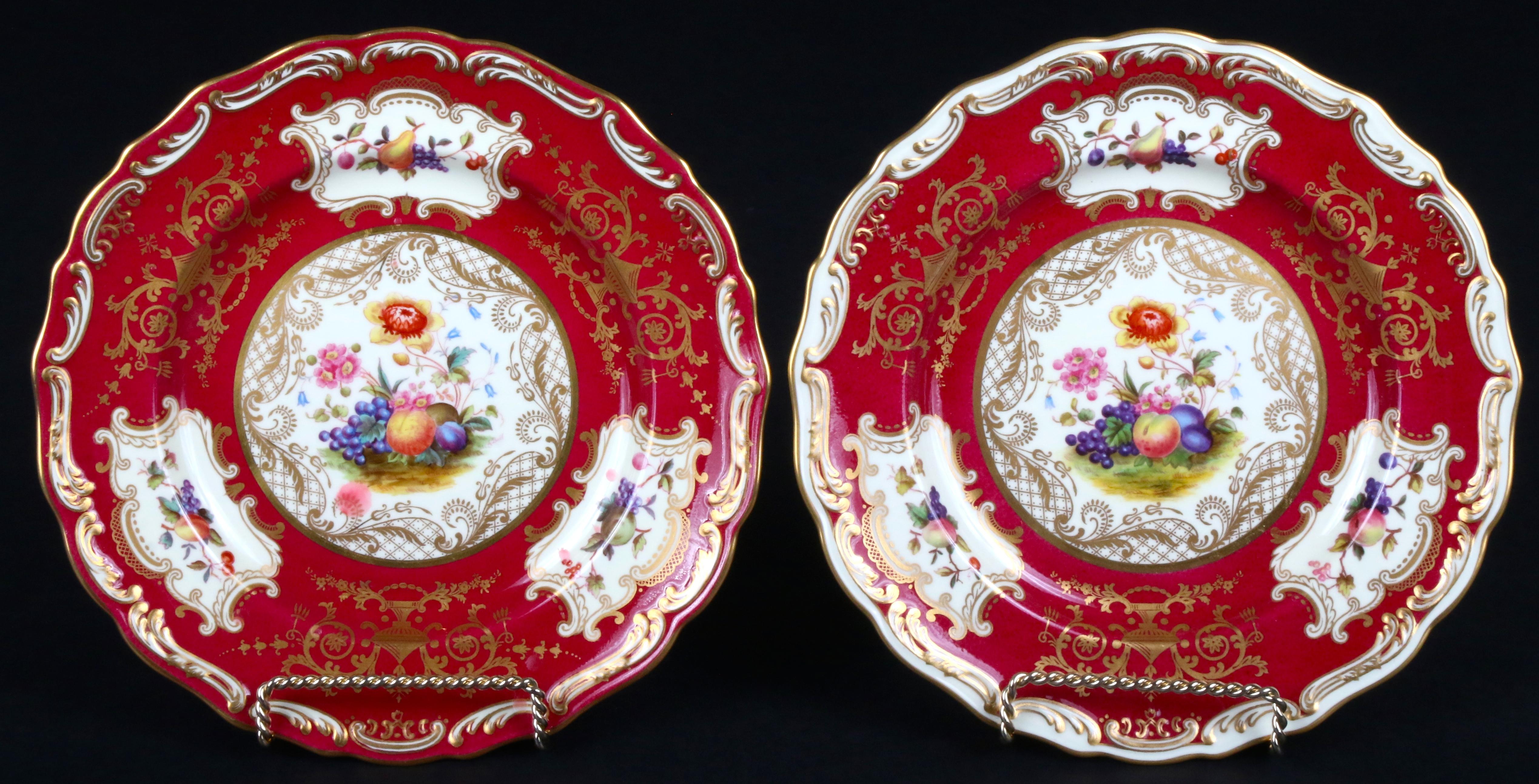 Hand-Painted Assembled Service of Spode-Copeland for Tiffany Plates, signed A.Ball  For Sale