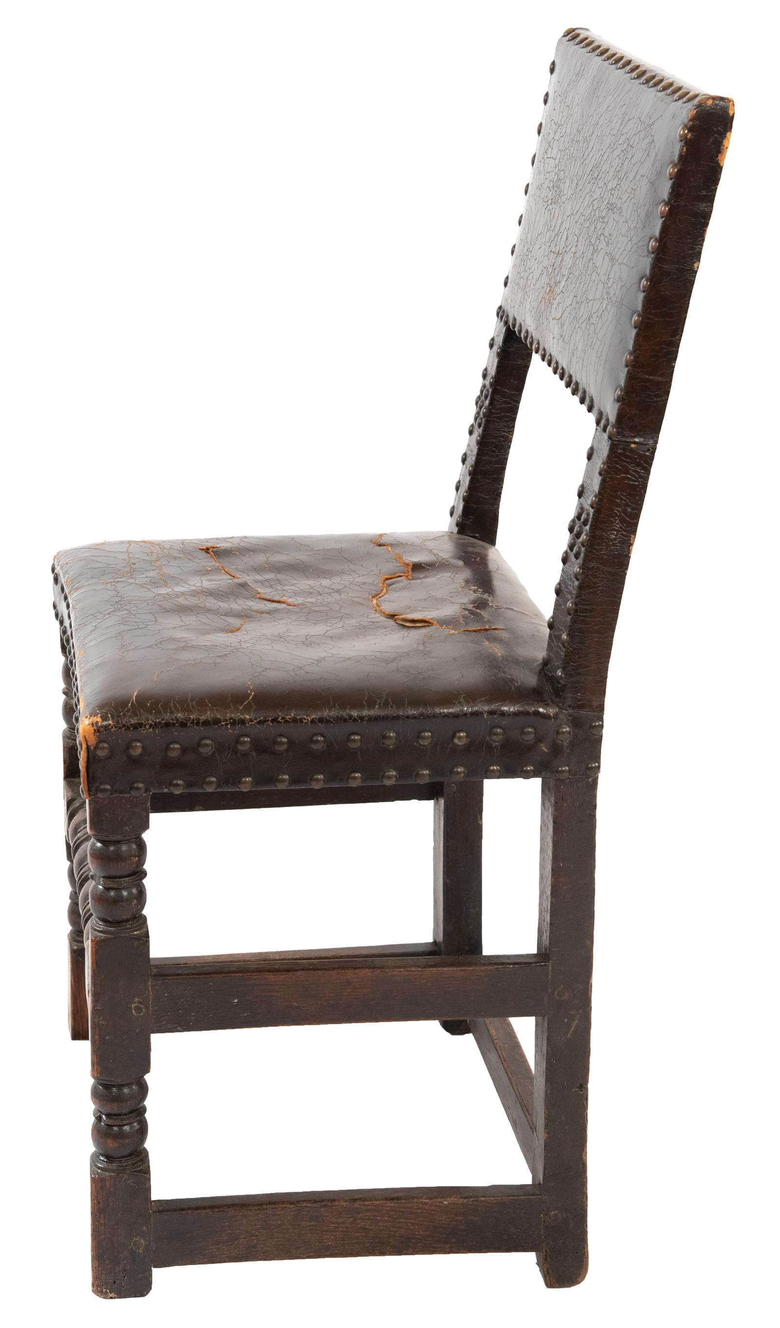 Assembled Set of 12 Cromwellian Oak Side Chairs In Distressed Condition In Salt Lake City, UT