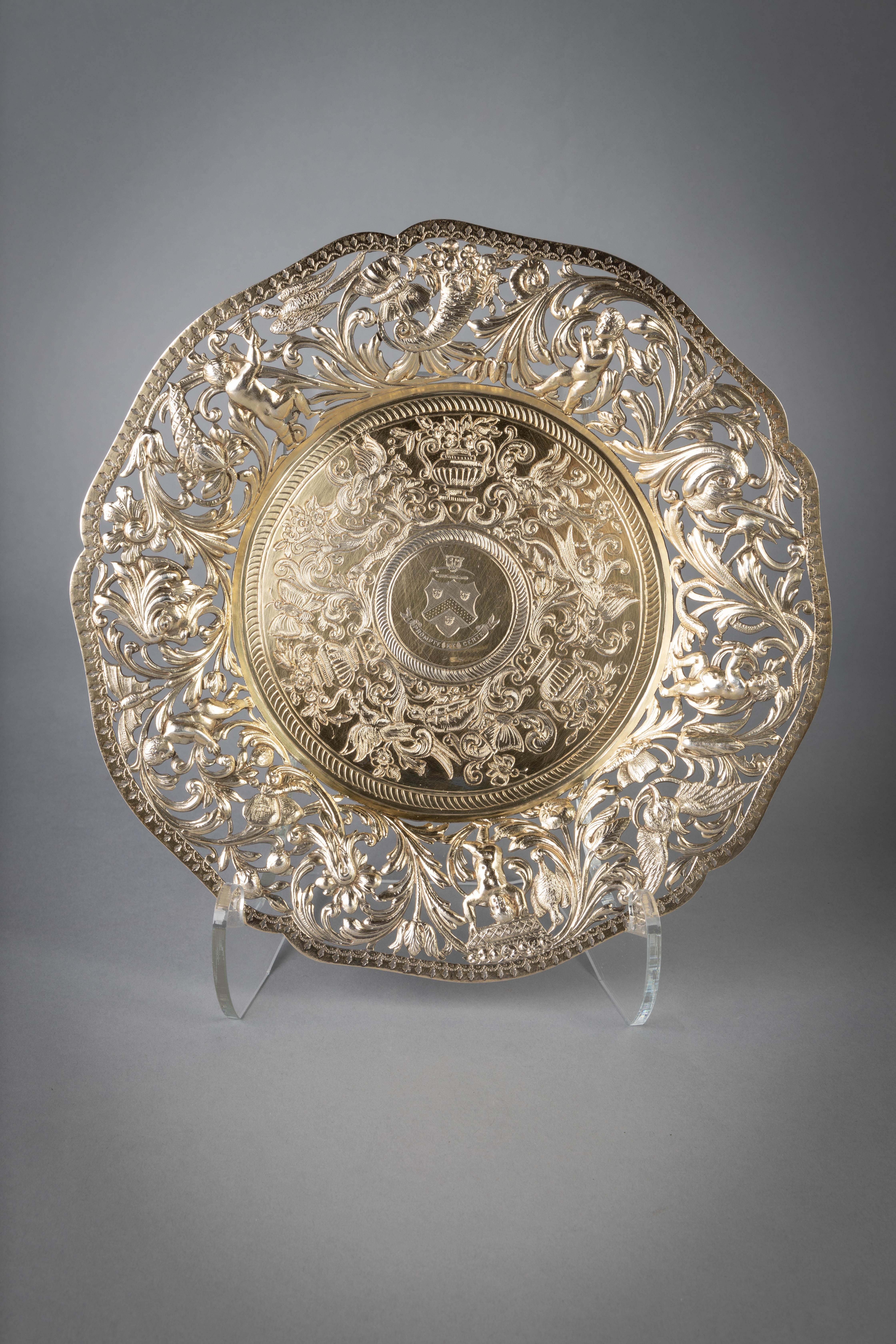 silver antique plates