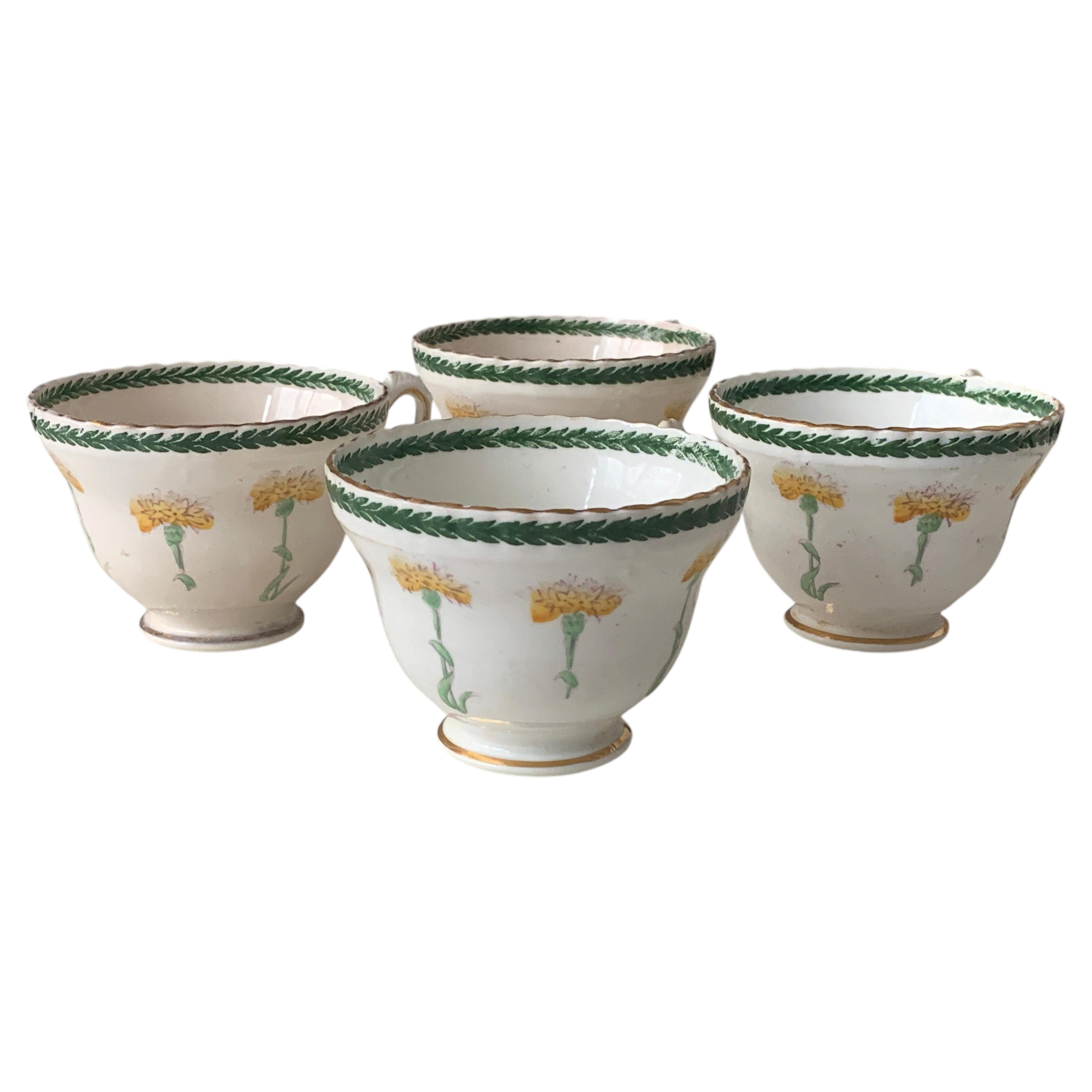 Pre-owned Royal Albert Assembled Set Of 4 English Porcelain Teacups 1840 & 1930 In Gray
