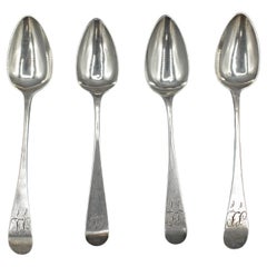 Antique Assembled Set of 4 Sterling Silver Coffee Spoons by the Bateman Family