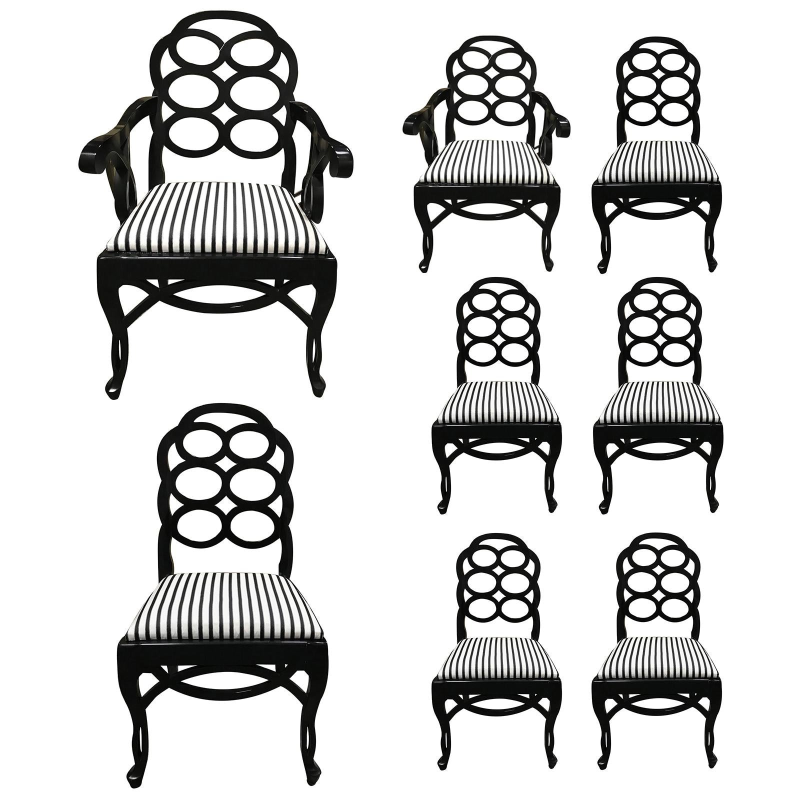 Assembled Set of 8 Loop Dining Chairs in the Style of Frances Elkins