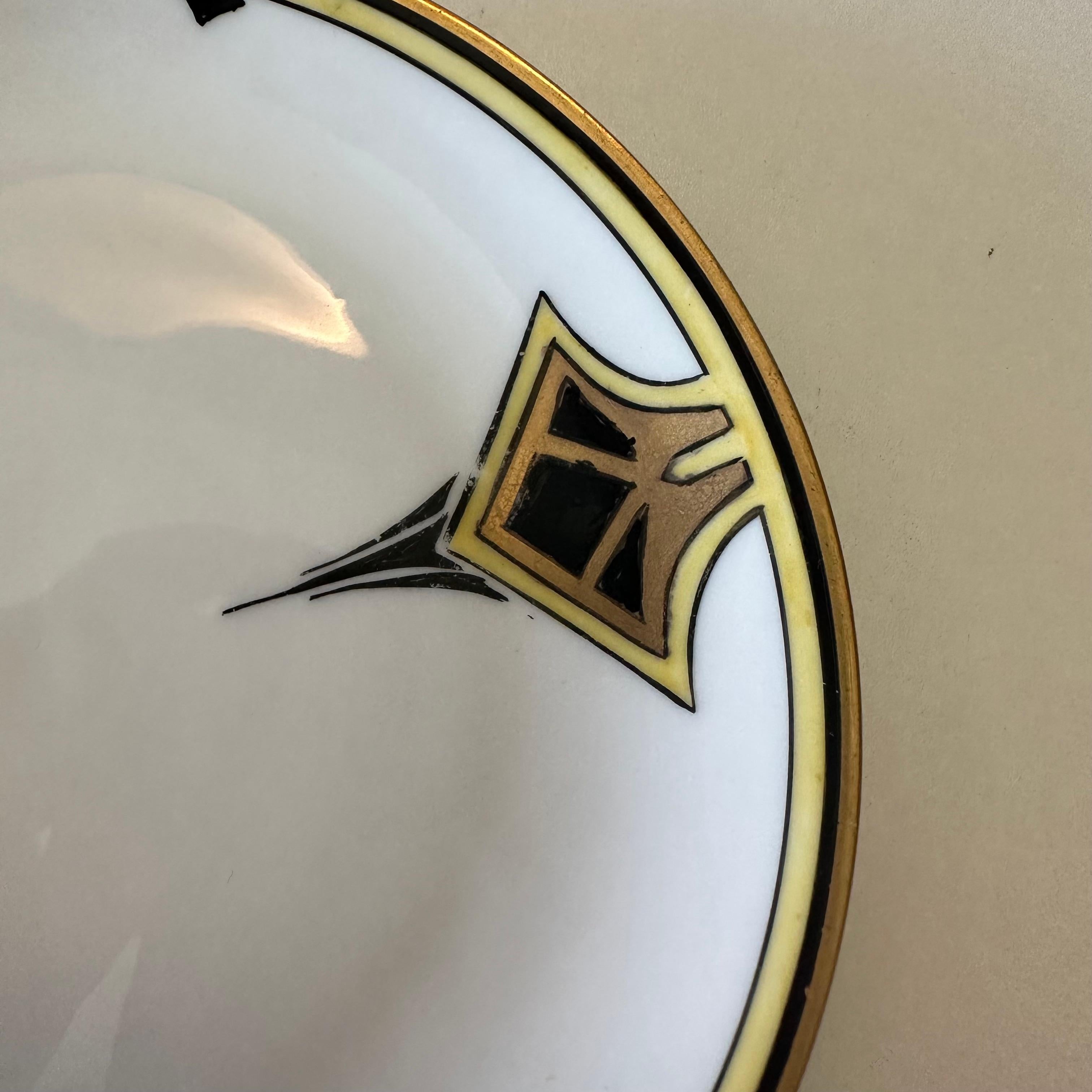 Assembled Set of Antique Hand Painted Art Deco Porcelain Plates In Good Condition For Sale In Amityville, NY