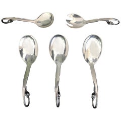 Assembled Set of Five Silver Spoons by Gerog Jensen