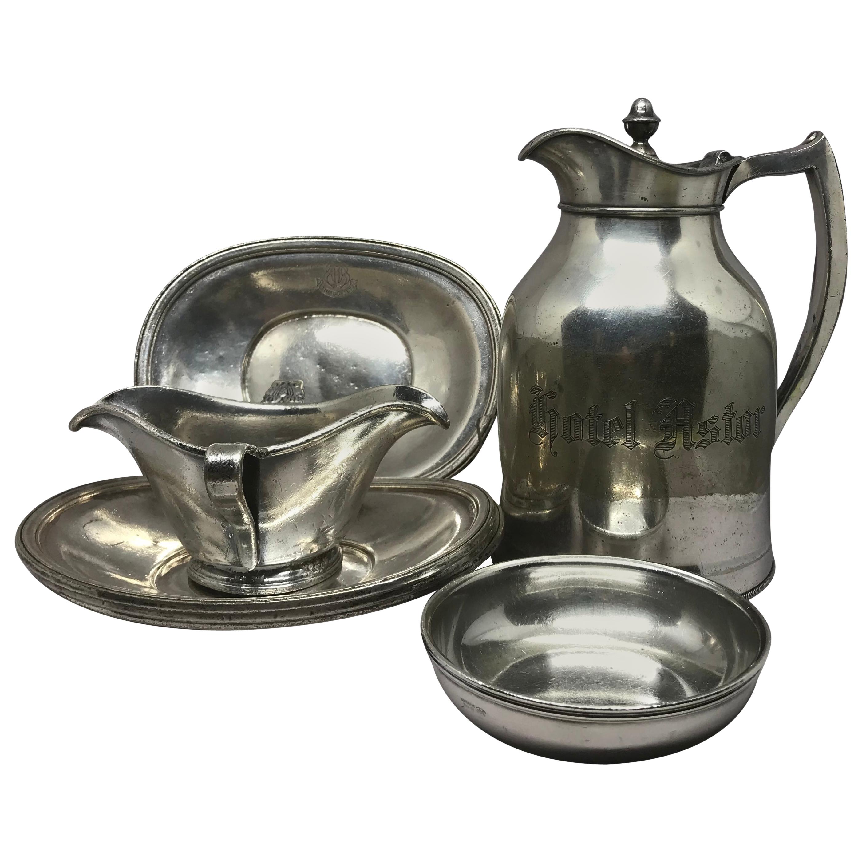Assembled Set of Hotel Silver Serving Pieces For Sale