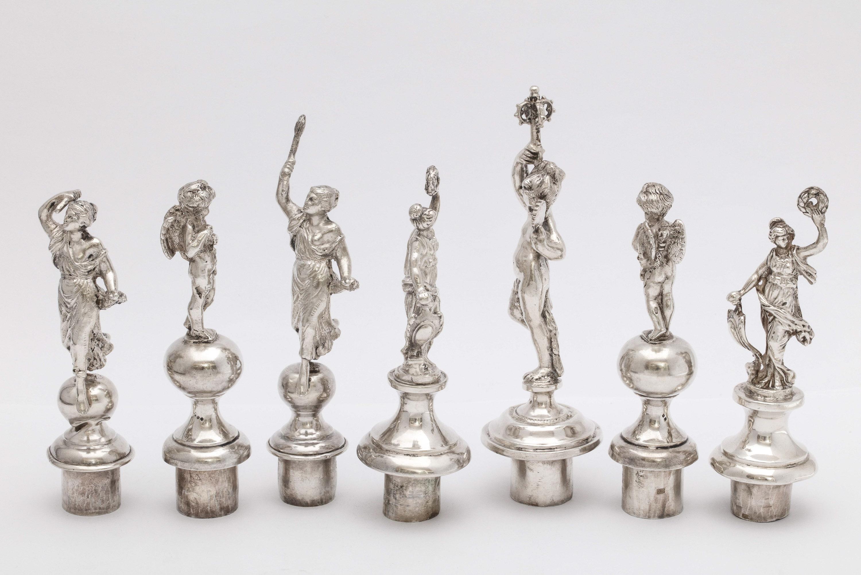 Assembled Set of Neoclassical-Style Continental Silver Wine Bottle Stoppers 4
