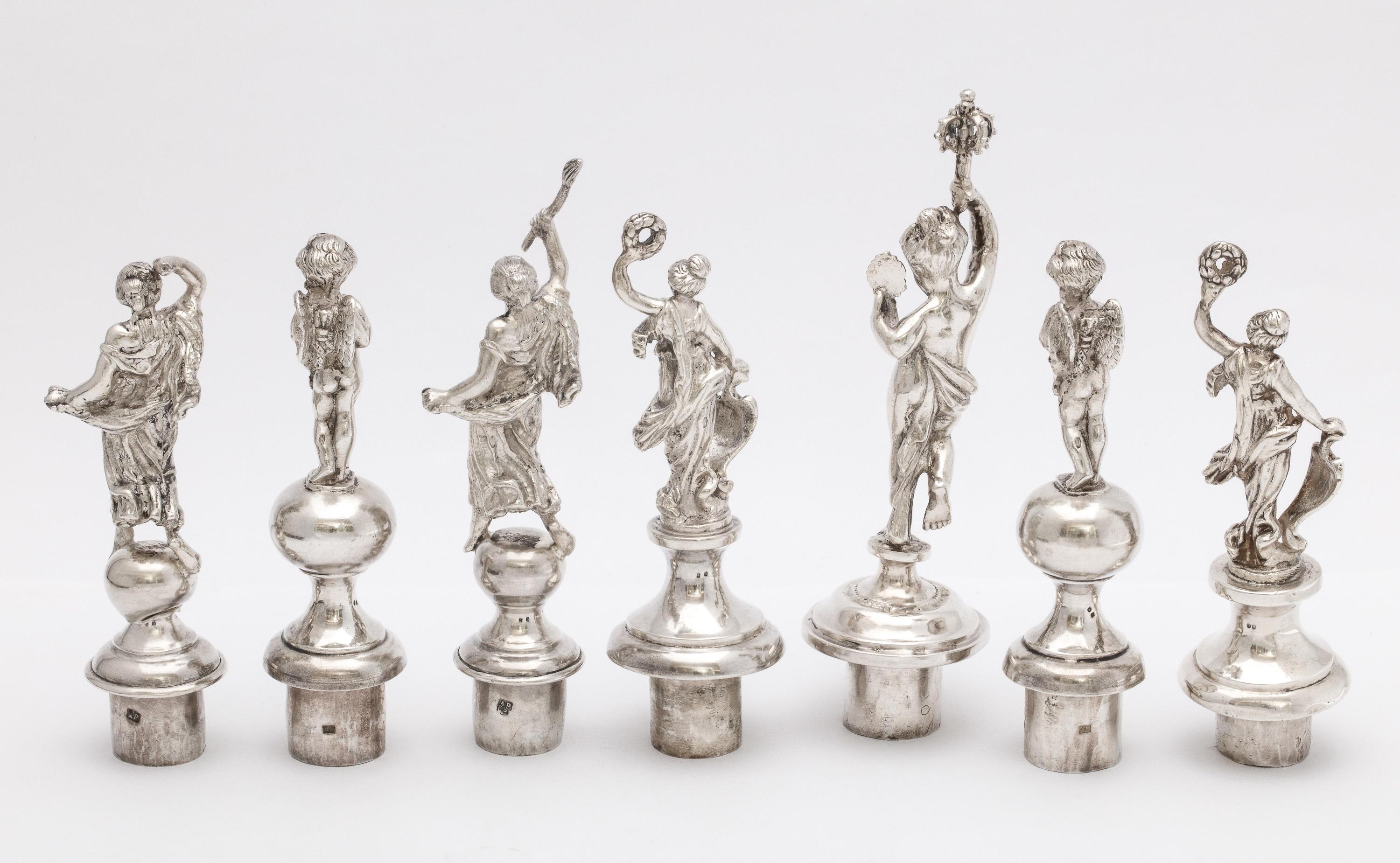 Assembled Set of Neoclassical-Style Continental Silver Wine Bottle Stoppers 5