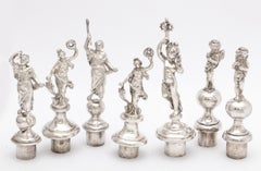 Assembled Set of Neoclassical-Style Continental Silver Wine Bottle Stoppers