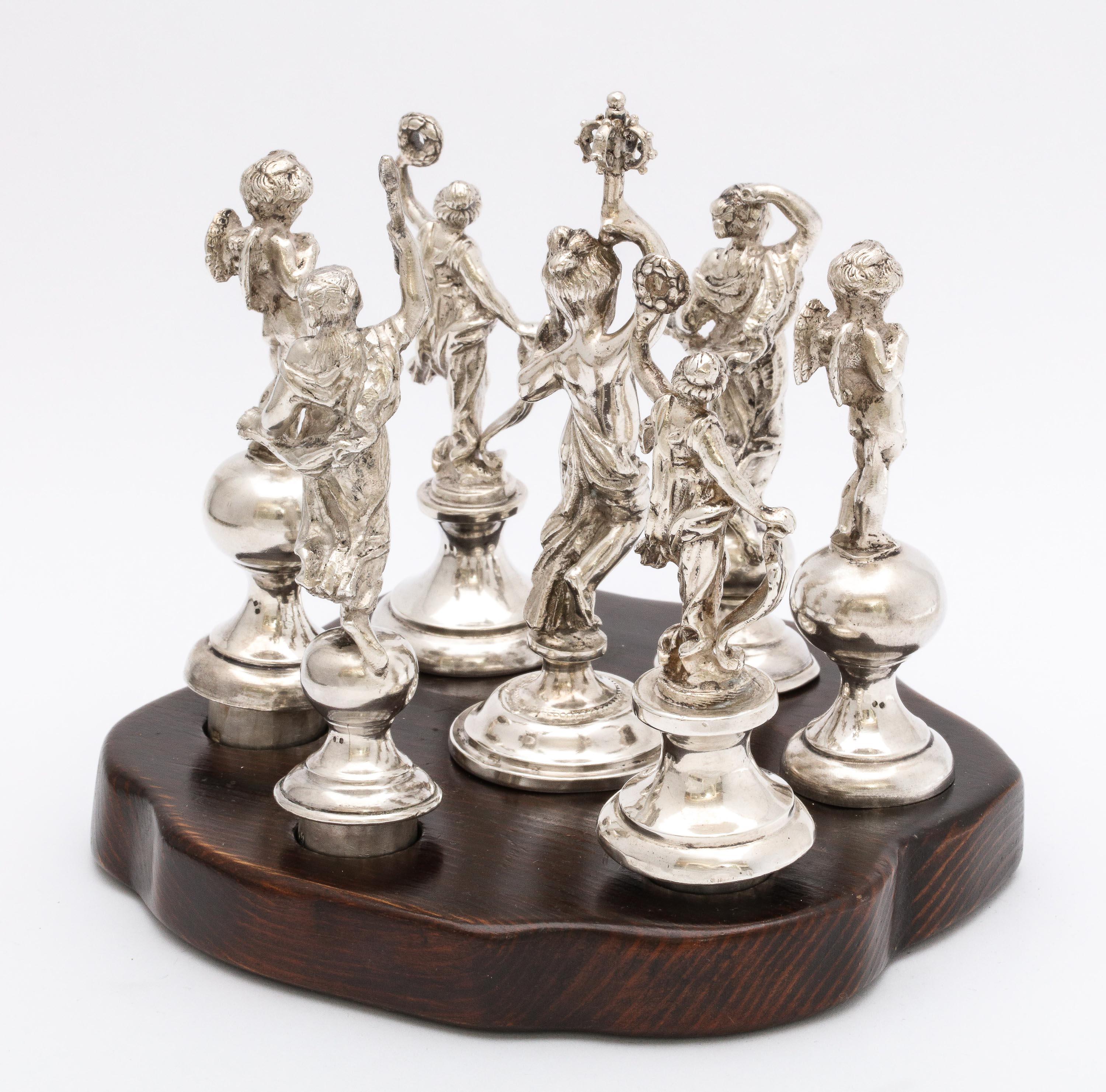 Late 19th Century Assembled Set of Neoclassical-Style Continental Silver Wine Bottle Stoppers