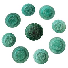Assembled Set Of Nine French Majolica Plates Of Two Patterns
