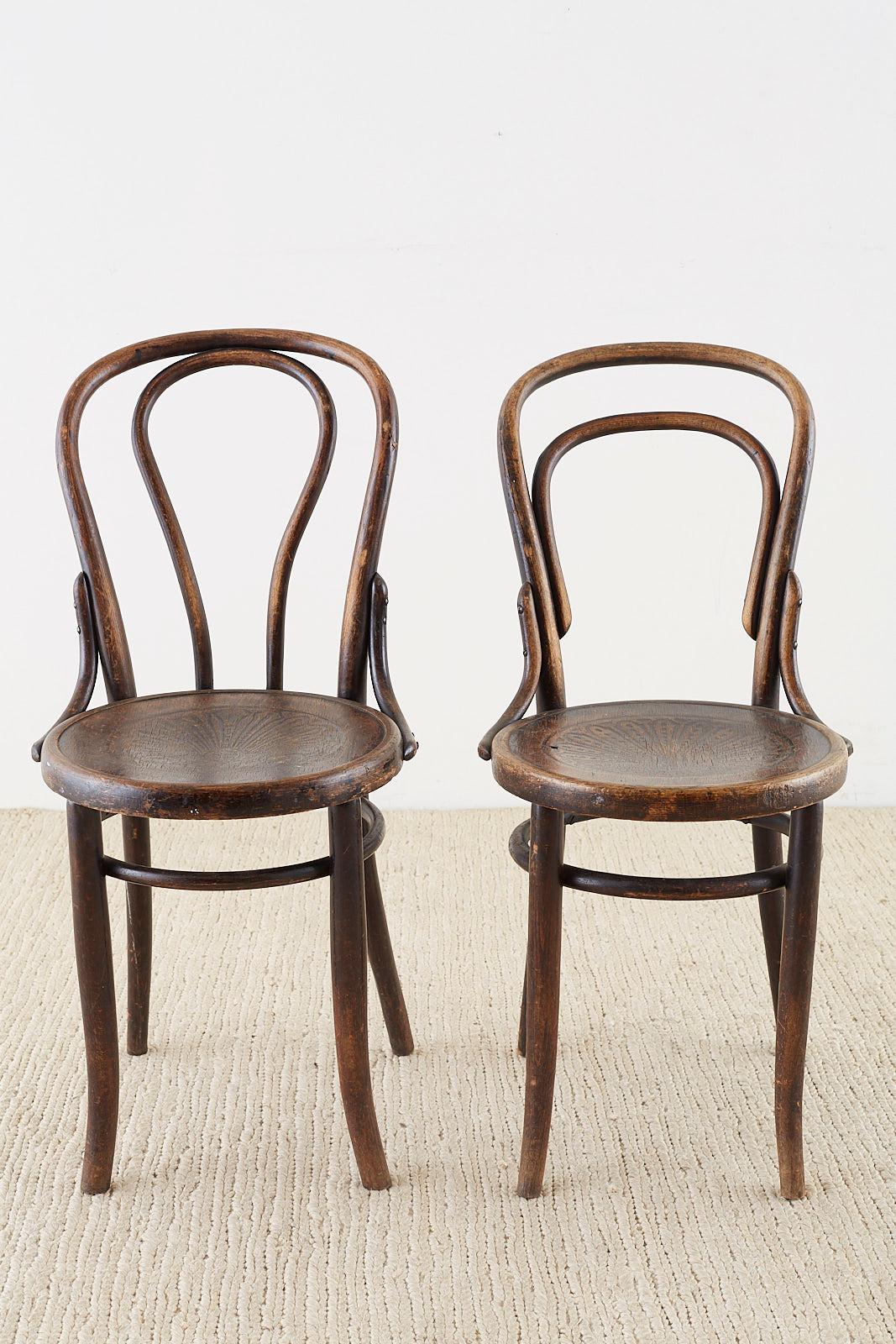 Assembled Set of Seven Viennese Thonet Bentwood Chairs In Distressed Condition In Rio Vista, CA