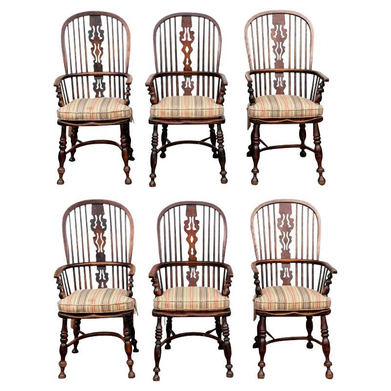 Set aus sechs Windsor-Stühlen aus Eichenholz 