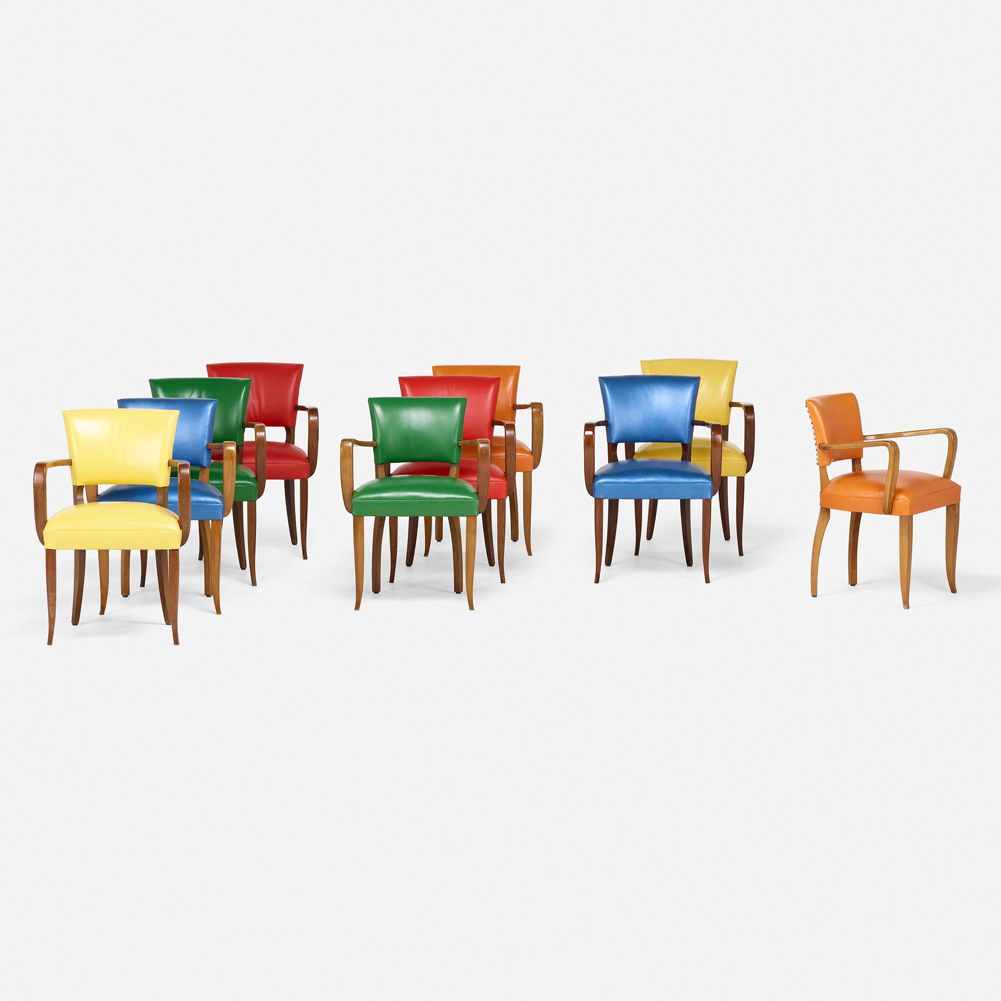 Assembled Set of Ten French Bridge Chairs In Good Condition For Sale In Chicago, IL