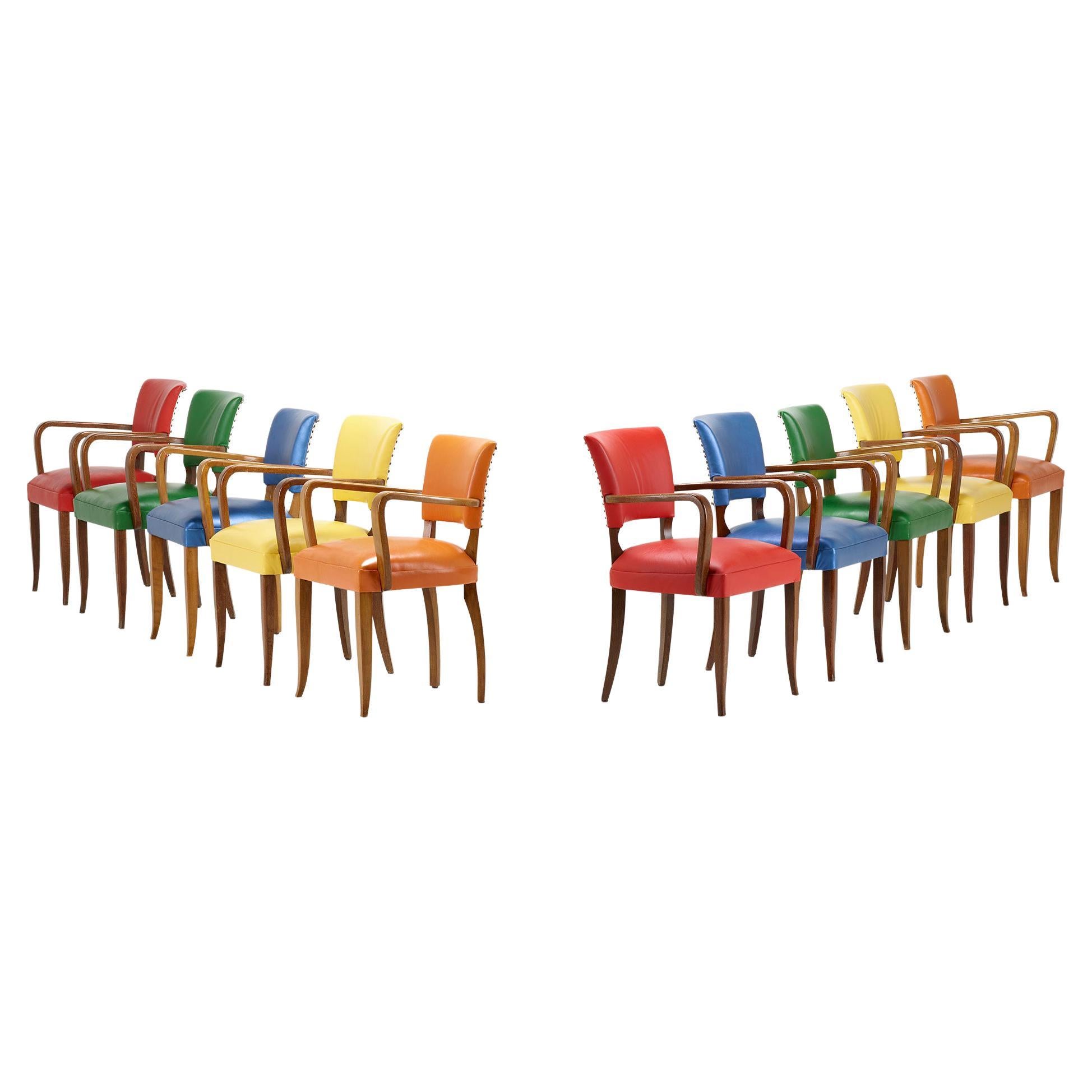 Assembled Set of Ten French Bridge Chairs For Sale