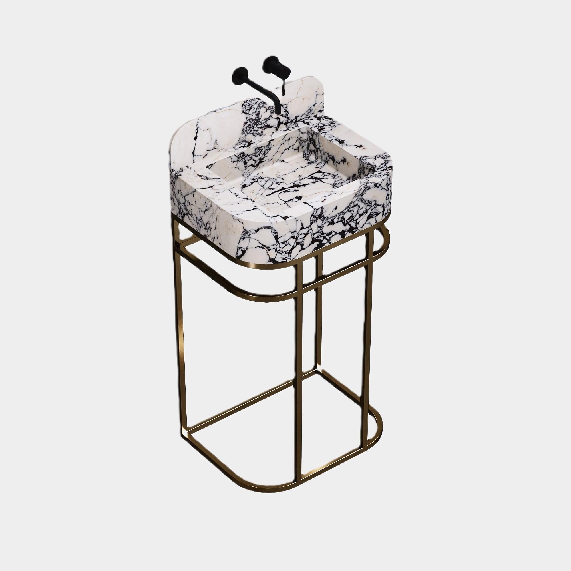 Assens Free-standing Marble Bathroom Vanity - Calacatta Viola - Small