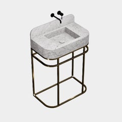 Assens Free-standing Marble Bathroom Vanity - White Carrara - Large